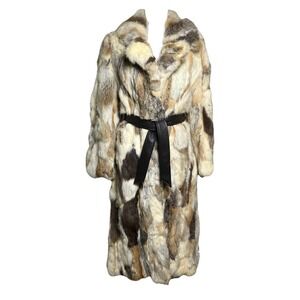 Rabbit Fur Coat with Black Belt